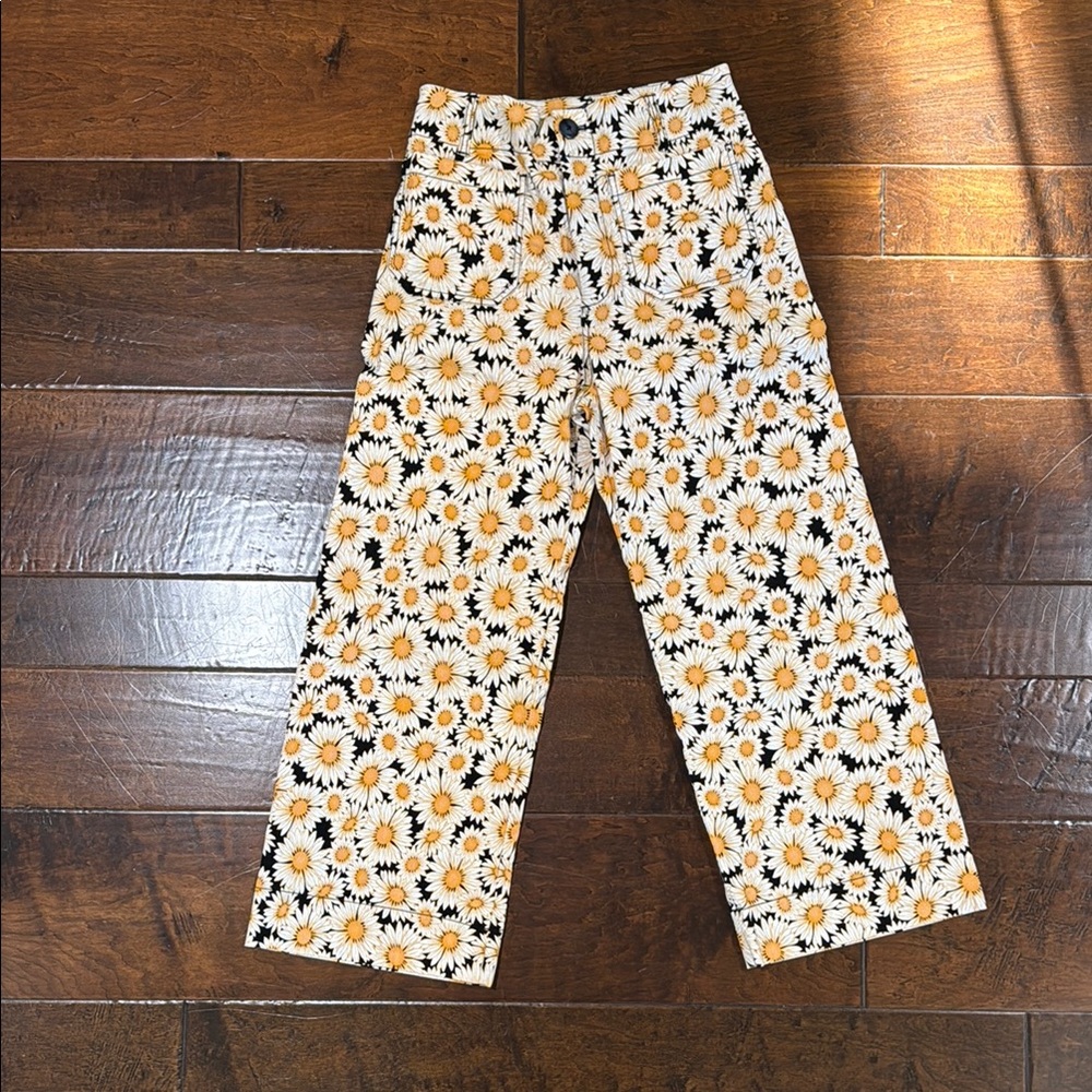 Anthropologie Maeve Sunflower Print Colette Crop pants